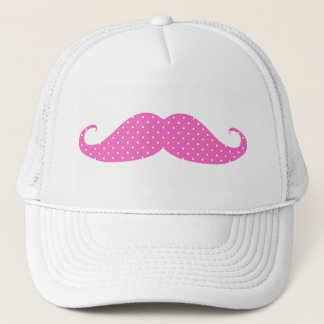 Funny Hot Pink Girly  Polka Dots Moustache Trucker Hat