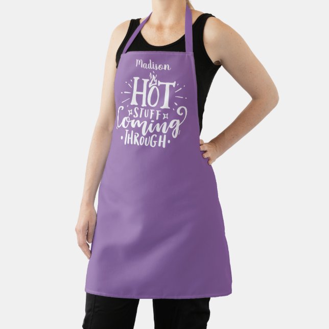 Funny Hot Stuff Typography Purple Apron (Insitu)