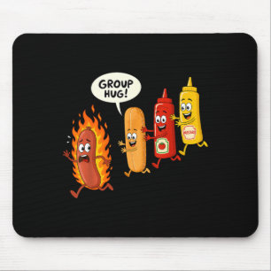 Funny Hotdog Group Hug Sausage Hot Dog Bun Chup Mouse Pad