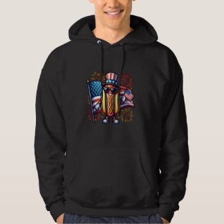 Funny Hotdog Holding American Flag For USA 4th of  Hoodie