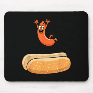 Funny Hotdog Jumping Into Bun Summer Bbq Sausage Mouse Pad