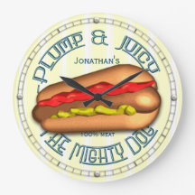 Funny Hotdog Personalised Kitchen Clock