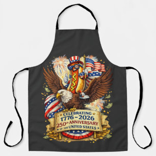 Funny Hotdog Riding Eagle 250th Anniversary USA Apron
