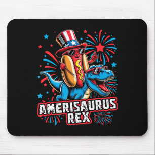 Funny Hotdog T Rex Dinosaur 4th Of July Amerisauru Mouse Pad