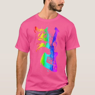 Funny House Cat Rainbow Dj Cat Kitty Rock Cat Play T-Shirt