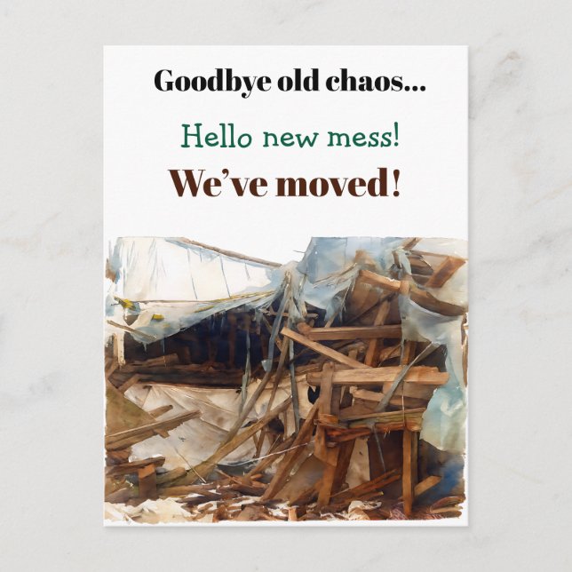 Funny Housewarming Party Invitation Moving  Postcard (Front)