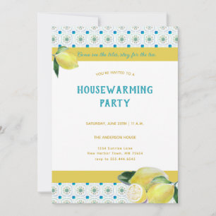 Funny Housewarming Tea Party Boho Humourous Teal Invitation