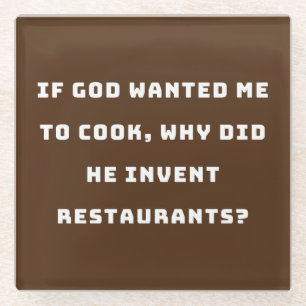 Funny Housewife Quote, I Hate Cooking Funny Glass Coaster