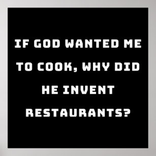 Funny Housewife Quote, I Hate Cooking Funny Poster