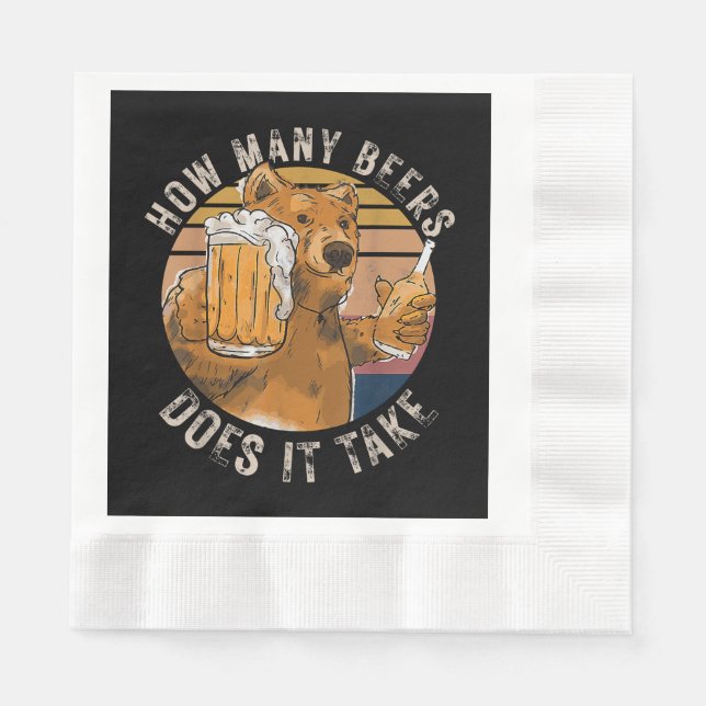 Funny How Many Beers Does It Take Napkin (Front)