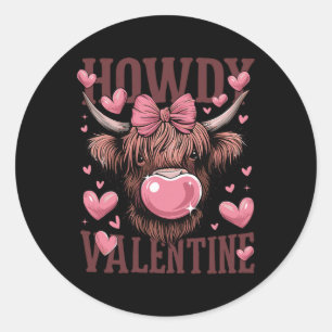 Funny Howdy Valentine Cow Valentine’s Day Cow Love Classic Round Sticker