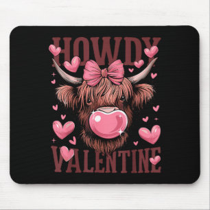 Funny Howdy Valentine Highland Cow Valentine’s Day Mouse Pad
