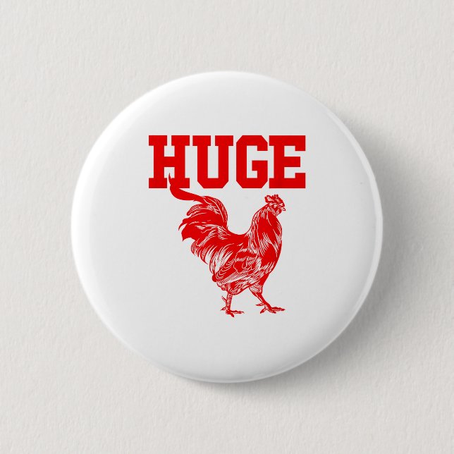 Funny Huge Mens Rooster Graphic  6 Cm Round Badge (Front)
