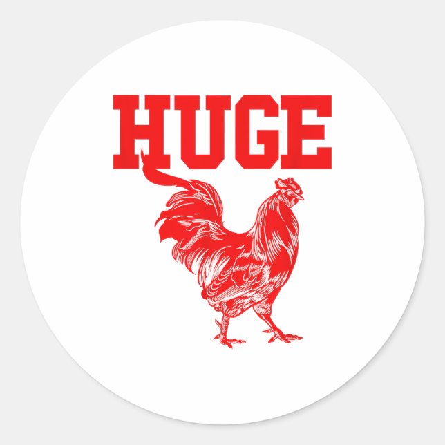 Funny Huge Mens Rooster Graphic  Classic Round Sticker (Front)
