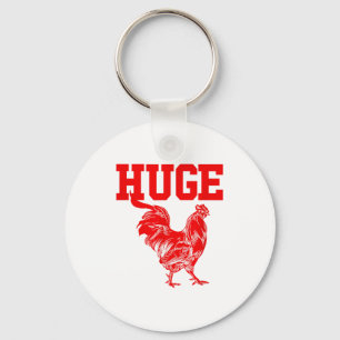 Funny Huge Mens Rooster Graphic Key Ring
