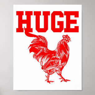 Funny Huge Mens Rooster Graphic Poster