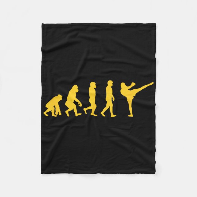 Funny Human Ape Gorilla Evolution Karate Boxing Ki Fleece Blanket (Front)