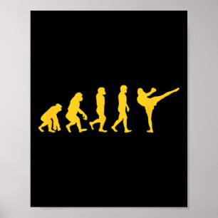 Funny Human Ape Gorilla Evolution Karate Boxing Ki Poster