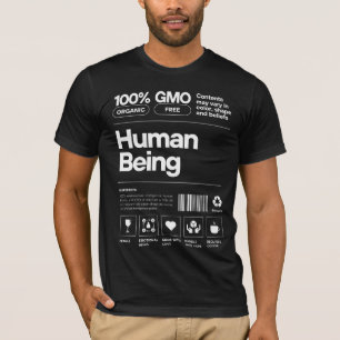 Funny Human Being Label Graphic Nutrition Facts T-Shirt