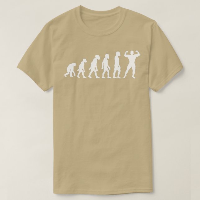 Funny Human Bodybuilding Evolution Weightlifter Bo T-Shirt (Design Front)