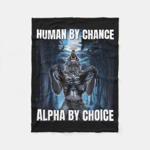 Funny human by chance meme wolf fleece blanket