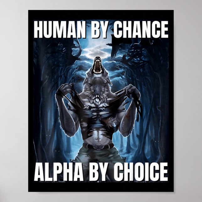 Funny human by chance meme wolf  poster (Front)