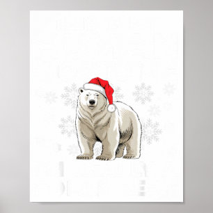 Funny Human Costume Lar Bear Christmas Lights Sant Poster