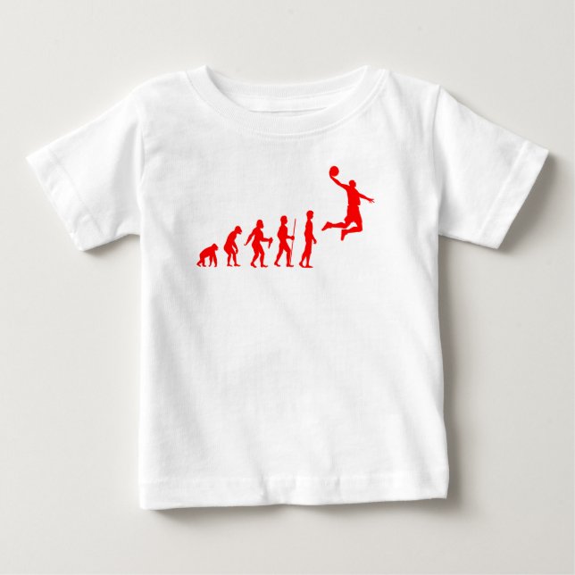 Funny Human Evolution to Basketball Player Dunk Baby T-Shirt (Front)