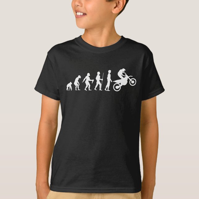 Funny Human Evolution to Motocross T-Shirt (Front)