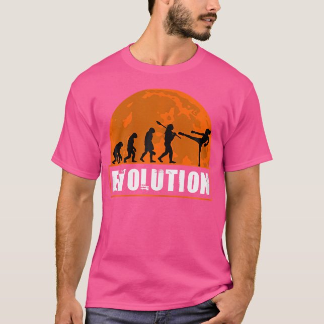 Funny Human Kickboxing Evolution Funny Evolution T-Shirt (Front)