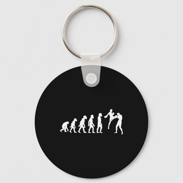 Funny Human Muay Thai Evolution Kickboxing Mma Box Key Ring (Front)