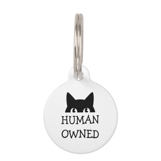 Funny Human Owned Cat Tag (Front)