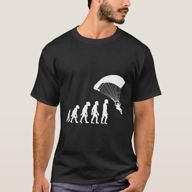 Funny Human Parachuting Evolution Skydiver Skydivi T-Shirt (Front)