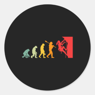 Funny Human Rock Climbing Evolution Funny Retro Classic Round Sticker