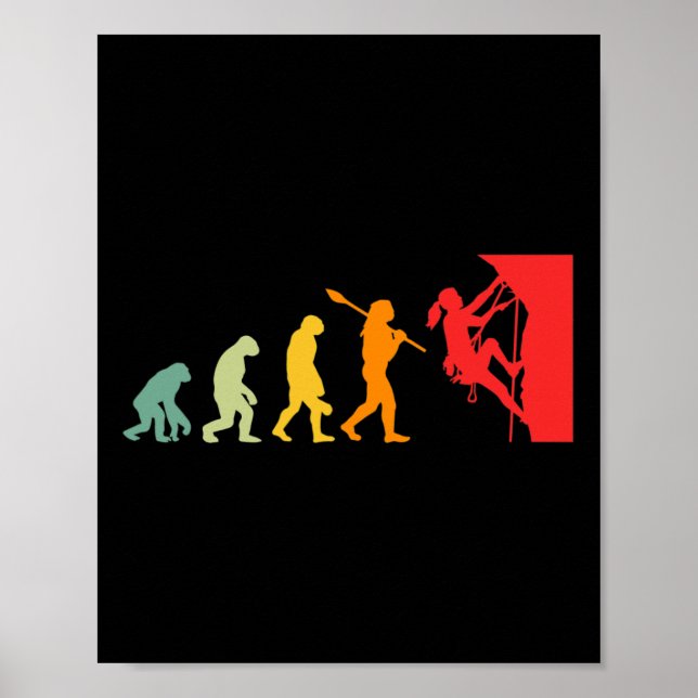 Funny Human Rock Climbing Evolution Funny Retro  Poster (Front)