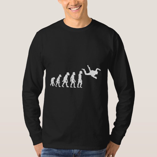 Funny Human Skydiving Evolution Freefall Skydiver  T-Shirt (Front)