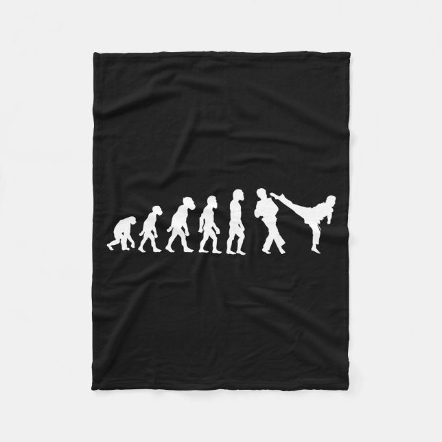 Funny Human Taekwondo Fighter Evolution Korean Fleece Blanket (Front)