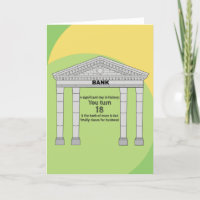 Funny Humor Bank of Mom & Dad 18th Birthday Card