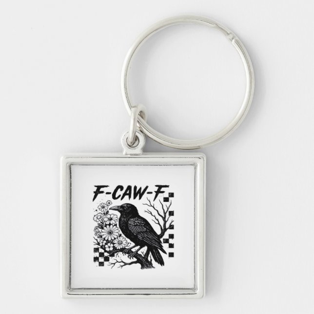 Funny Humor Crow Gothic F-Caw-F Essential Key Ring (Front)
