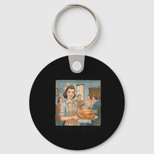 Funny Humor Retro Thanksgiving Family Dysfunction  Key Ring