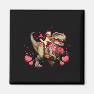 Funny Humor Valentine T-rex Golden Retriever Dinos Magnet