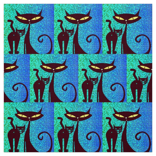 Funny Humororous Cats Couple Fabric (Swatch)