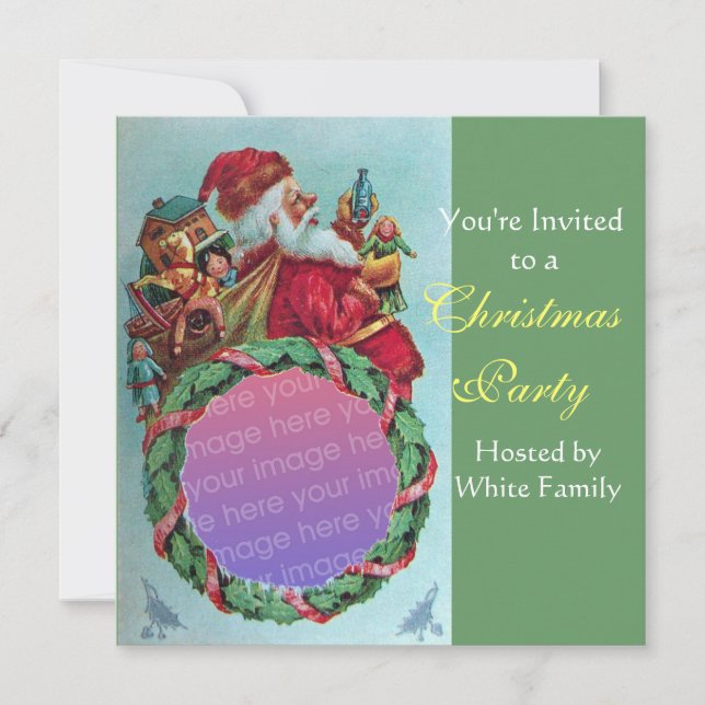 FUNNY,HUMOROUS SANTA VINTAGE Photo Template green (Front)