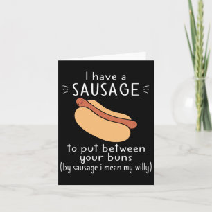 Funny Humour Adult Valentines Day Sausage Put Betw Card