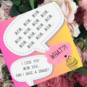  funny humour cupcake Mum PINK mother day  Holiday Card