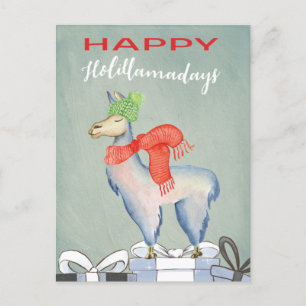 Funny Humour Cute Llama Holiday Postcard
