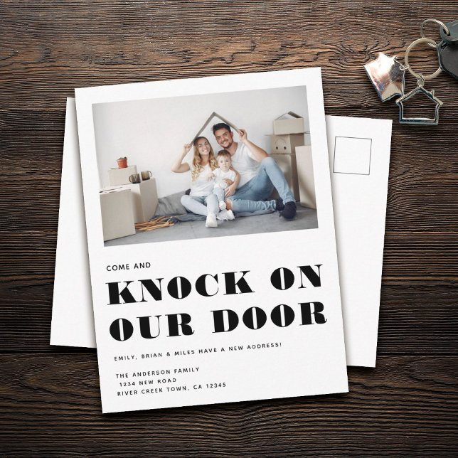 Funny Humour New Address Simple Photo Moving Announcement Postcard (Creator Uploaded)