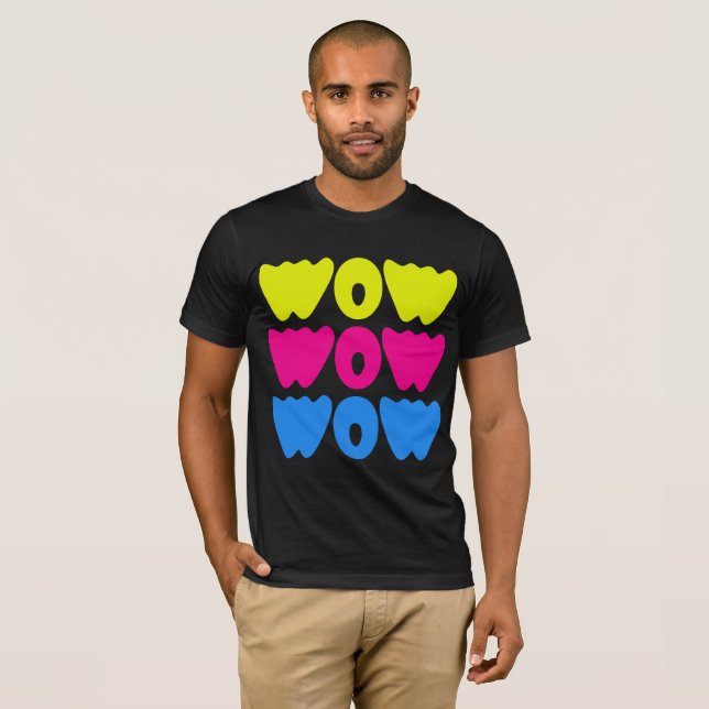 Funny humour WOW Saying Simple Typography Graphic T-Shirt (Front Full)