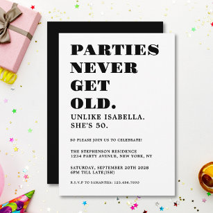 Funny Humourous 50th Birthday Party Navy Blue Gold Invitation
