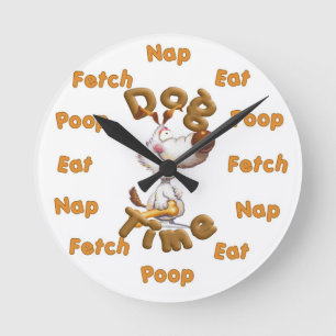 Funny Humourous Dog Time Wall Clock
